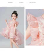 Kids Girls Sleeveless Ruffled Net layered Princess Party Dress Catwalk Performance Dress - Image 3