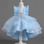 Kids Girls Sleeveless Ruffled Net layered Princess Party Dress Catwalk Performance Dress - Image 2