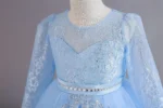 Lake Blue Full Sleeves Children's Princess Party Long Dress Gown for Wedding and events - Image 4