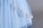 Lake Blue Full Sleeves Children's Princess Party Long Dress Gown for Wedding and events - Image 2