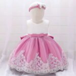 Girls Sleeveless Solid Lace Floral Dress for Infants and first Birthday Party dress, Frock