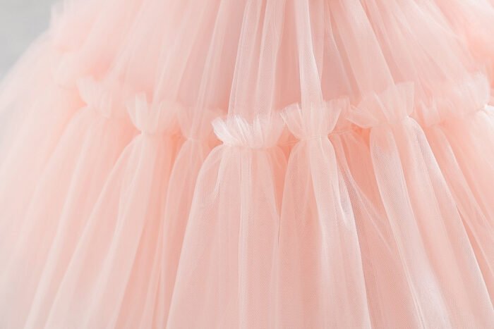 Small Girls Mesh Trailing Party Wear Dress with a matching head band | Infants Party Wear - Image 5