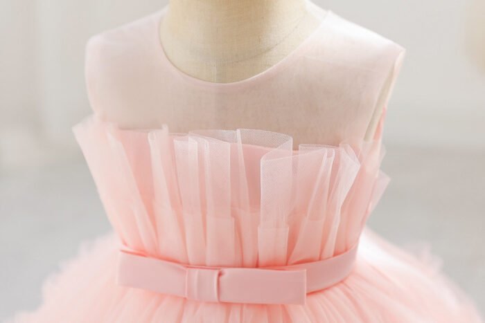 Small Girls Mesh Trailing Party Wear Dress with a matching head band | Infants Party Wear - Image 4